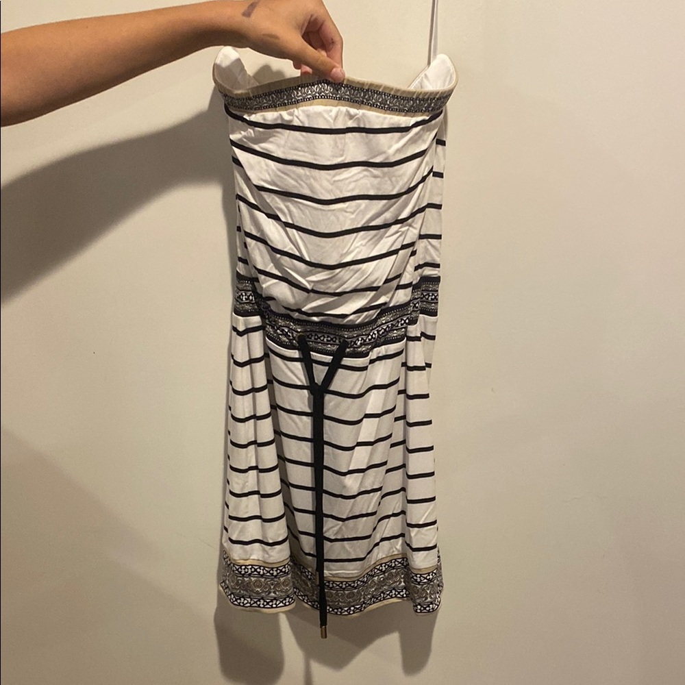 White House Black Market Monochrome Strapless Dress